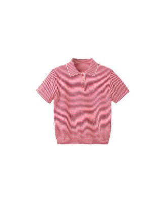 Women's Striped Polo Short-Sleeve Sweater