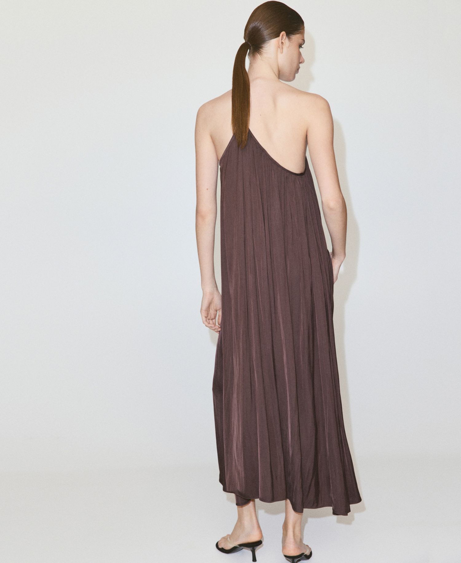 Women's Ruched Asymmetrical Pleated Dress