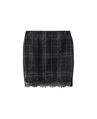 Women's Plaid Linen-Blend High-Rise Skirt