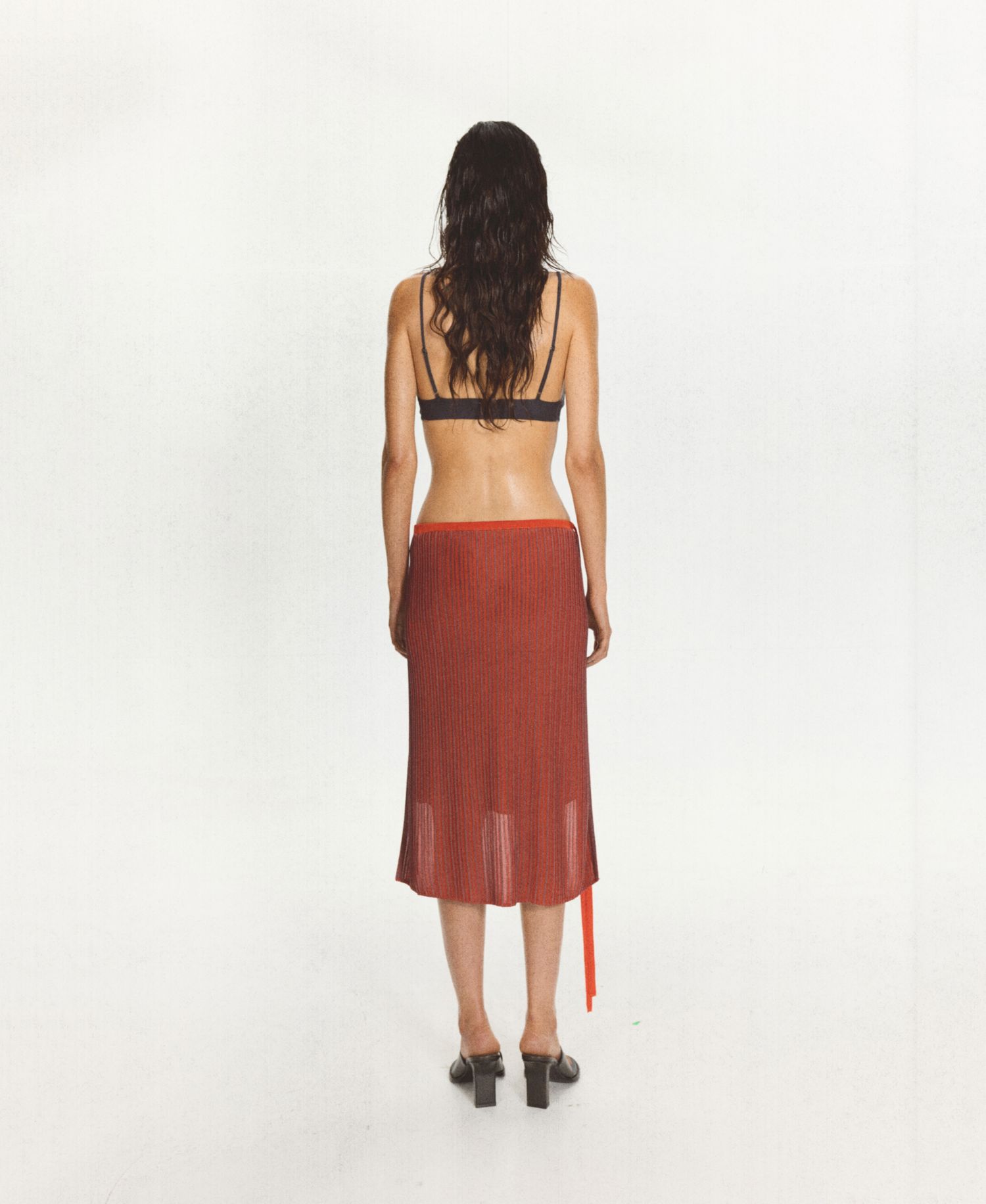 Women's Ribbed Midi Asymmetrical Skirt
