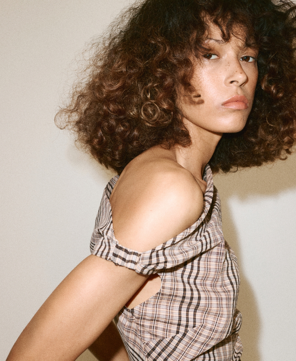 Mango Women's Plaid Mini Asymmetrical Dress
