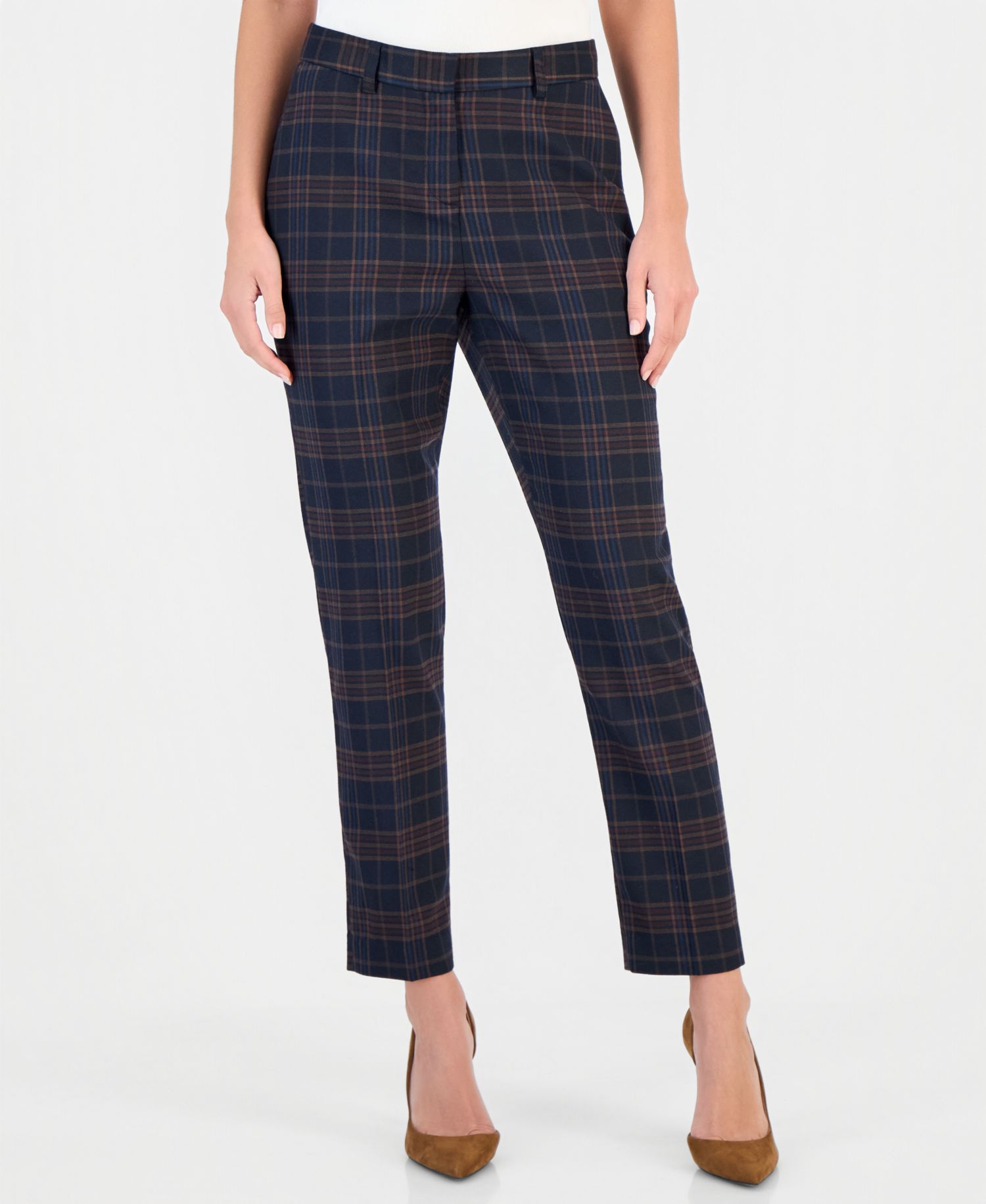 Women's Plaid Slim Fit Straight Pants