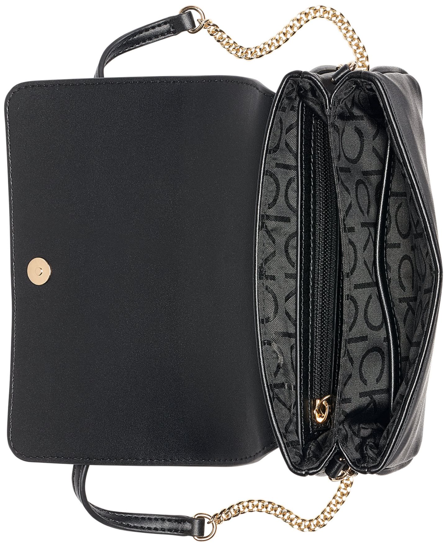Женская сумка Calvin Klein Magnetic Snap Emma Mini Crossbody Satchel Handbag, цвет: Коричневый хаки / Чёрный — фото 4