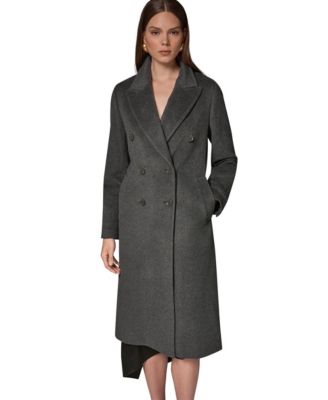 Women's Double-Breasted Long Wool-Cashmere Blend Coat