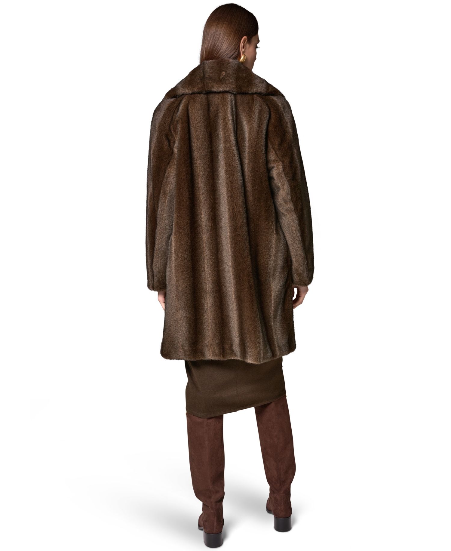 Women's Notched-Collar Faux-Fur Coat