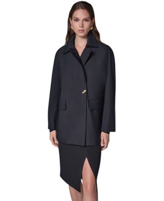 Women's Buttoned Water-Resistant Lined Raincoat