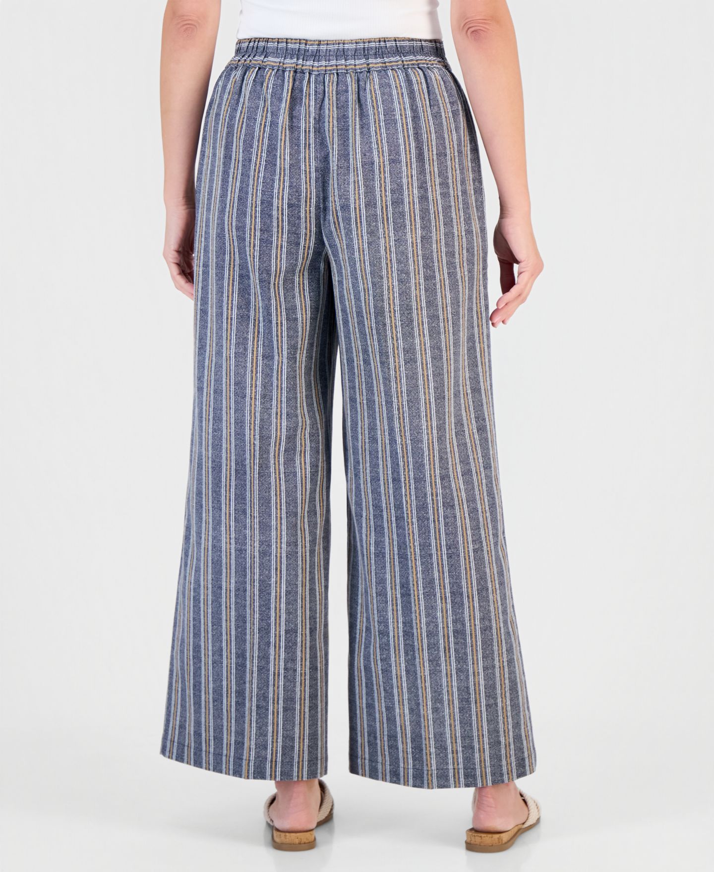 Женские брюки Nautica Pull-On Wide-Leg Striped, цвет: Небесно-голубой разноцветный — фото 4