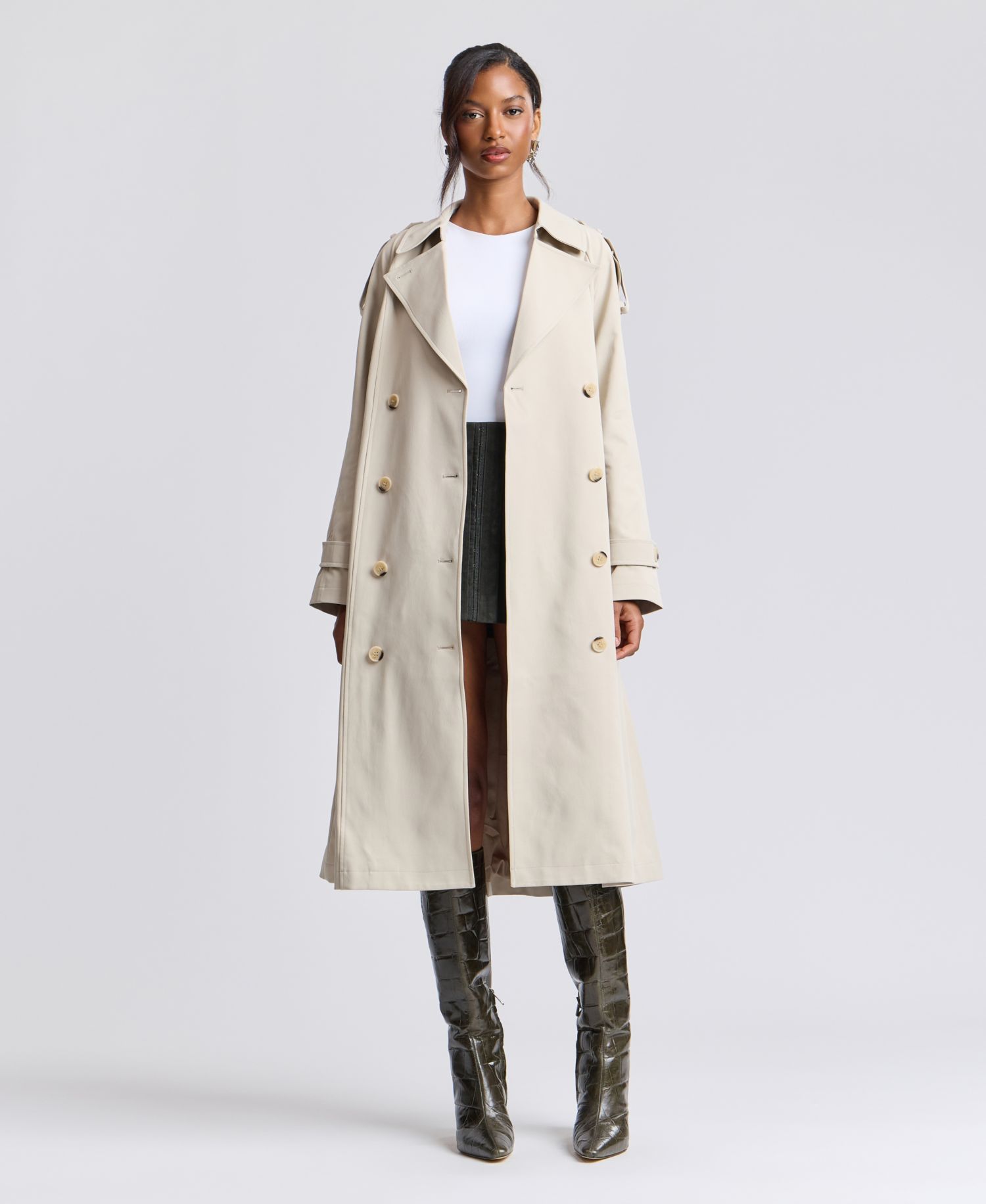 Women's Belted Double-Breasted Cocoon Trench Coat