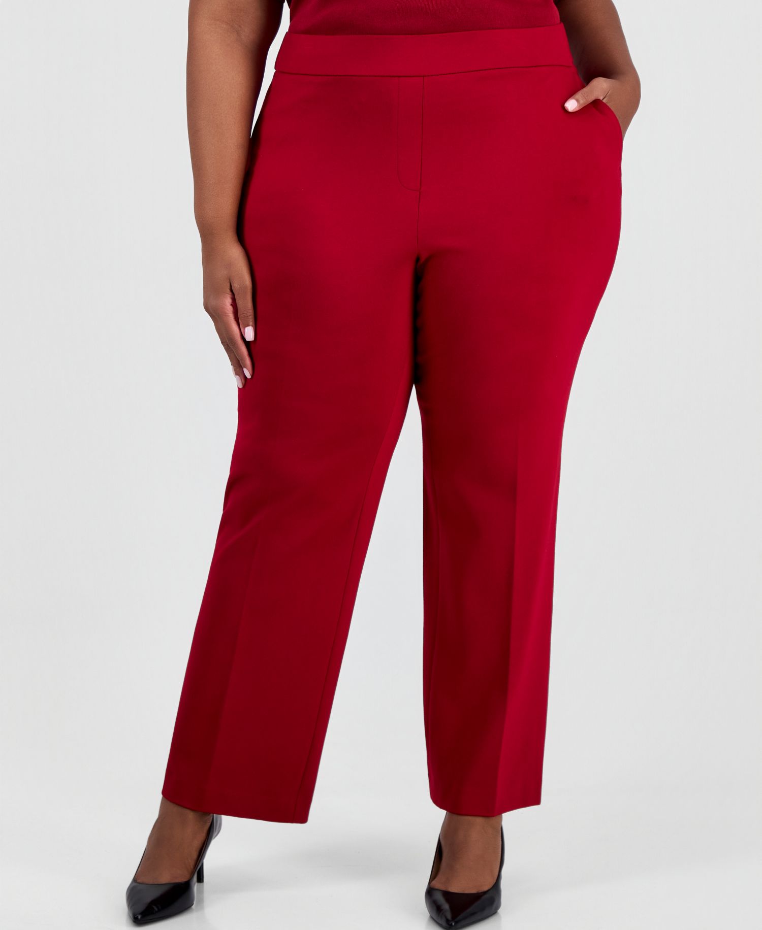 Plus Size Slash Pocket Straight-Leg Trouser
