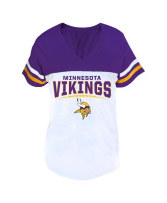 Women's Purple/White Minnesota Vikings Plus Size Split Body V-Neck T-shirt