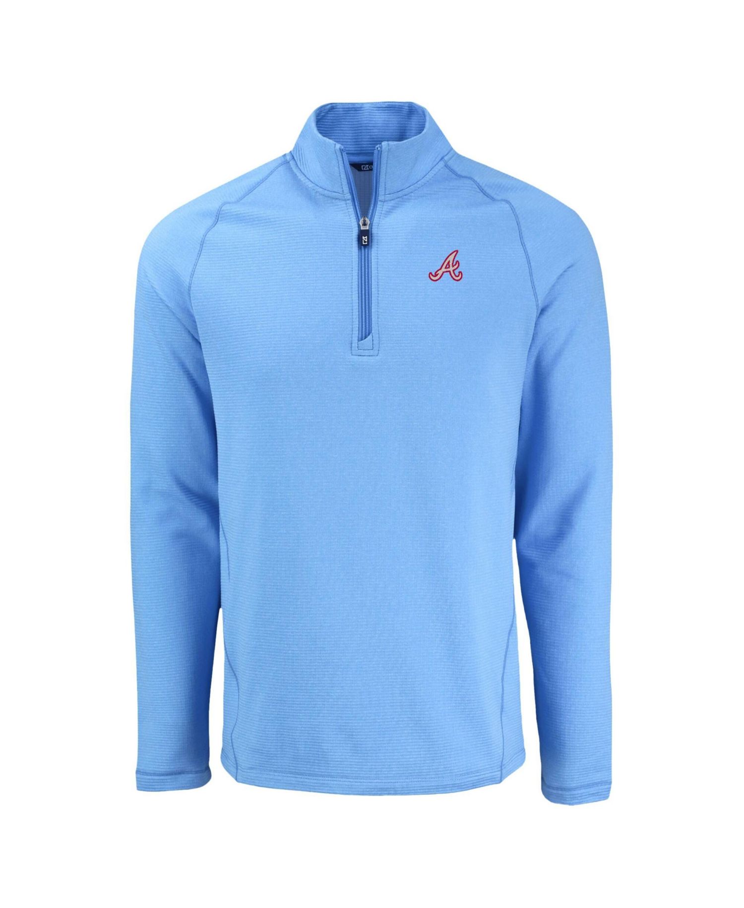 Men's Heather Light Blue Atlanta Braves Peshastin Eco Fleece Raglan Quarter-Zip Sweatshirt