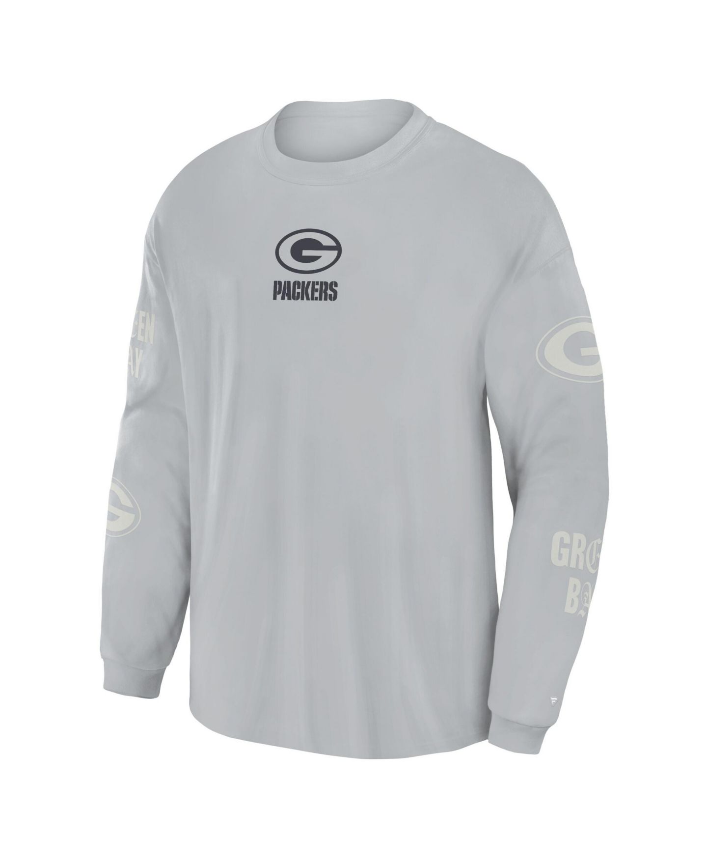 Мужская футболка Fanatics Gray Green Bay Packers Oversized Type Play Long Sleeve — фото 2