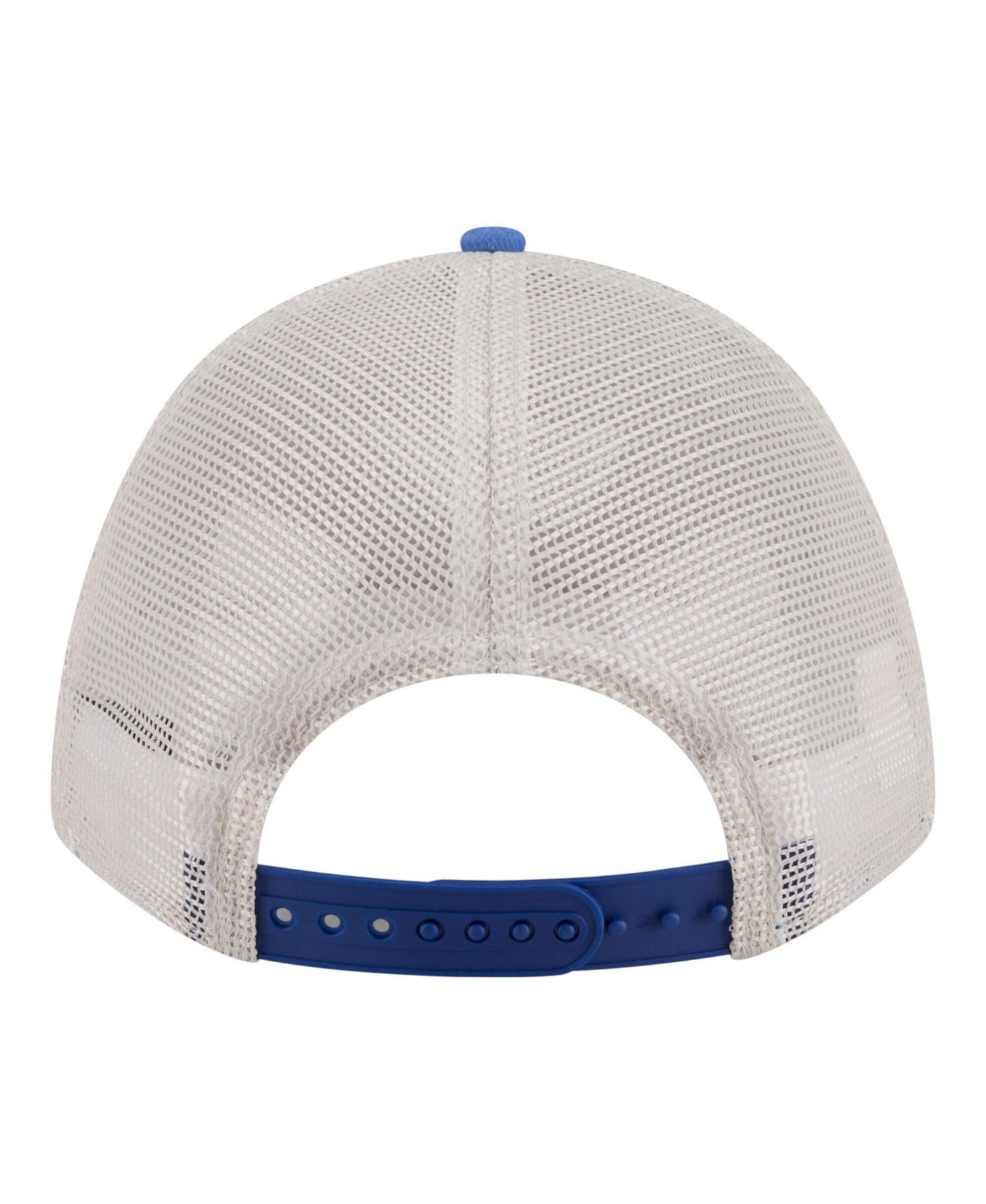 Men's Light Beige/Royal Chicago Cubs Frayed M-Crown A-Frame 9FORTY Trucker Adjustable Hat