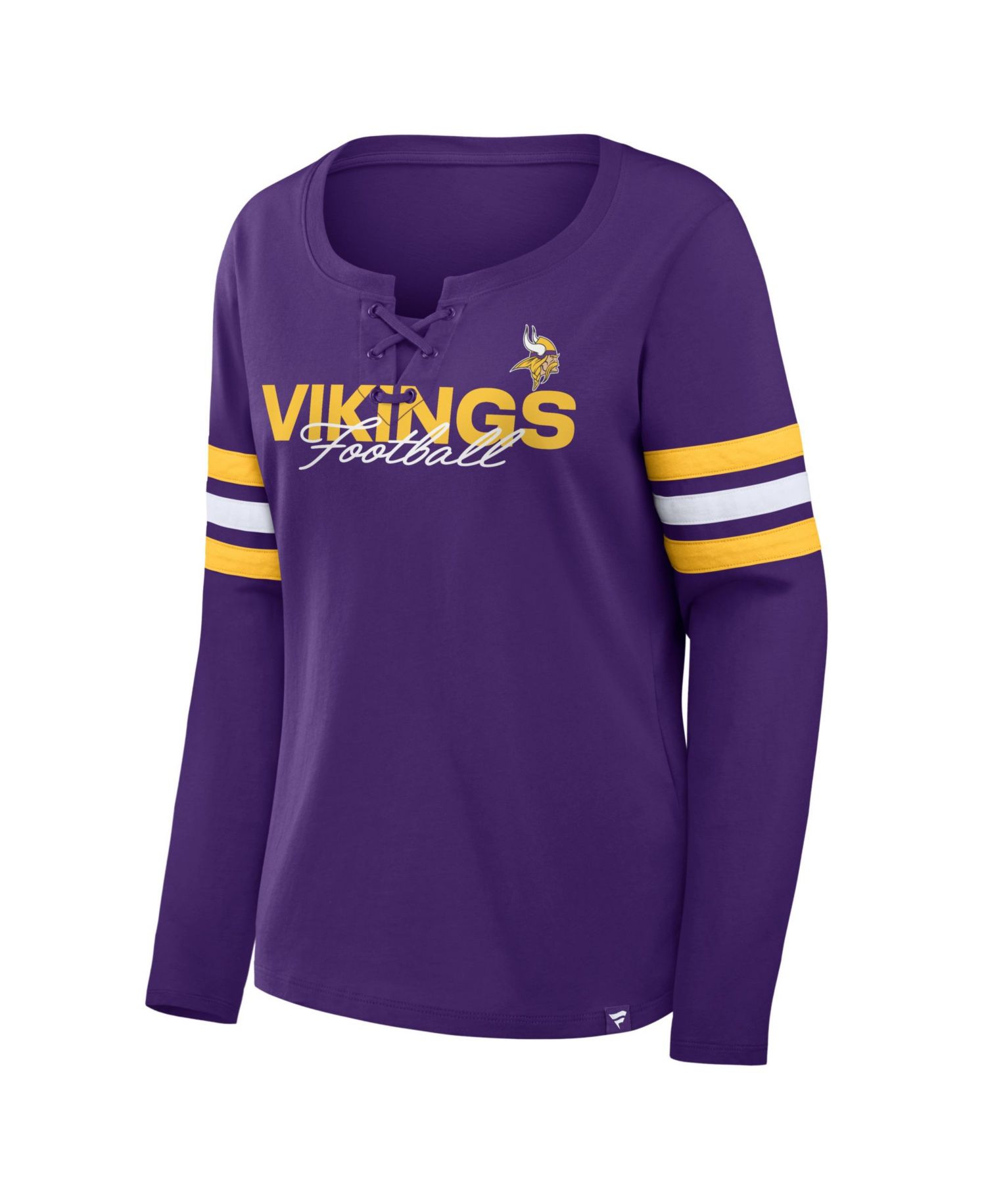 Women's Minnesota Vikings Team First Coverage Scheme Lace-Up Long-Sleeve T-Shirt