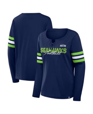 Women's College Navy Seattle Seahawks Team First Coverage Scheme Lace-Up Long Sleeve T-Shirt