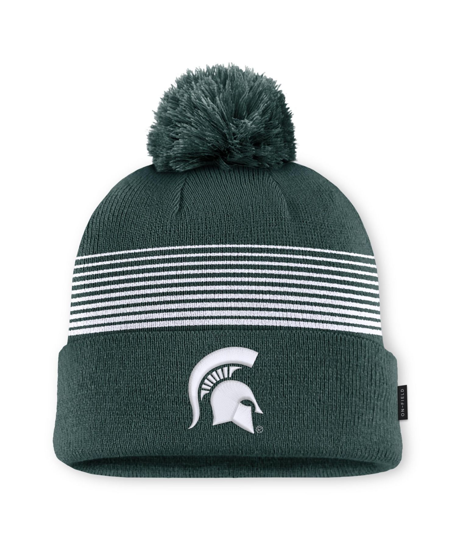 Men's and Women's Forest Green Michigan State Spartans 2026 On-Field Cuffed Knit Pom Hat