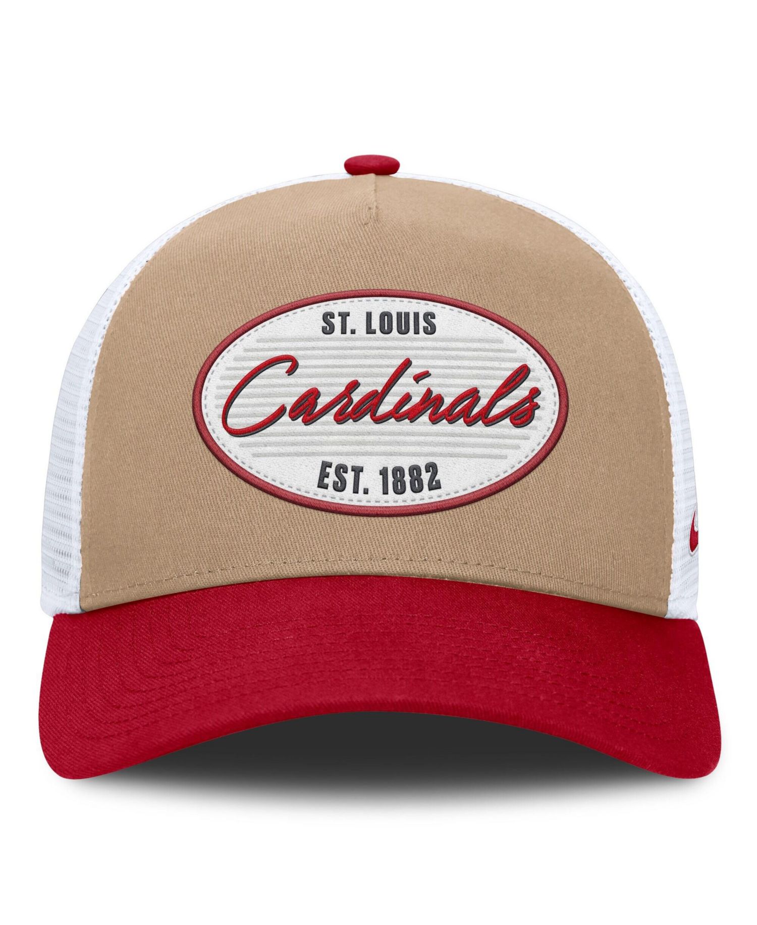 Men's Khaki/Red St. Louis Cardinals Rise A-Frame Trucker Adjustable Hat