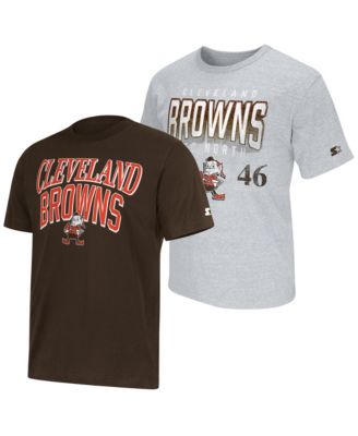 Men's 2-Pack Brown/Gray Cleveland Browns Throwback Logo T-Shirt Set