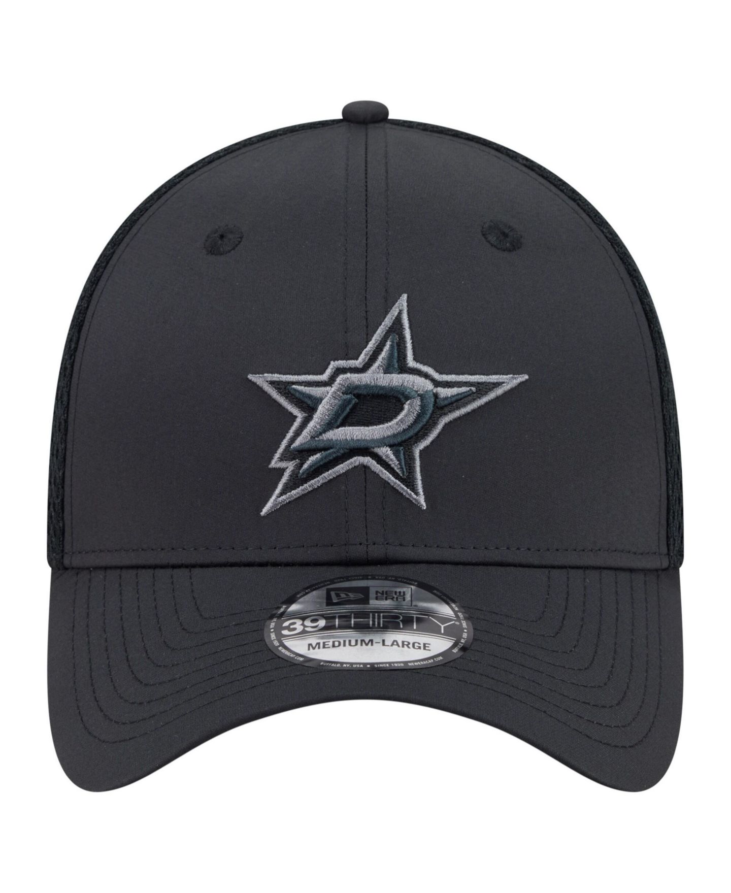 Мужской головной убор New Era Black Dallas Stars Blackout 39THIRTY Flex Fit Hat — фото 2