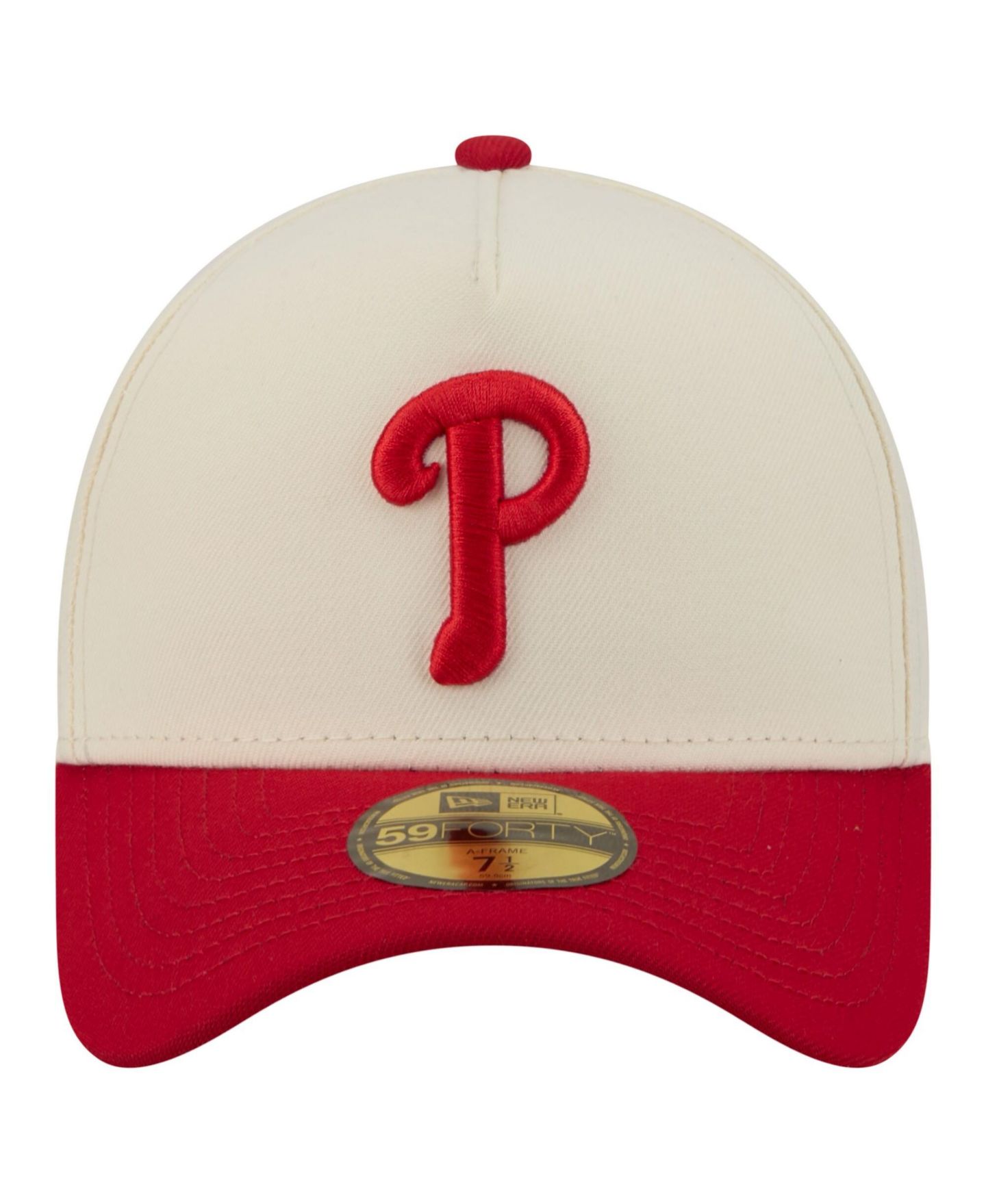 Мужская кепка New Era Cream Philadelphia Phillies Chrome A-Frame 59FORTY Fitted Hat — фото 2
