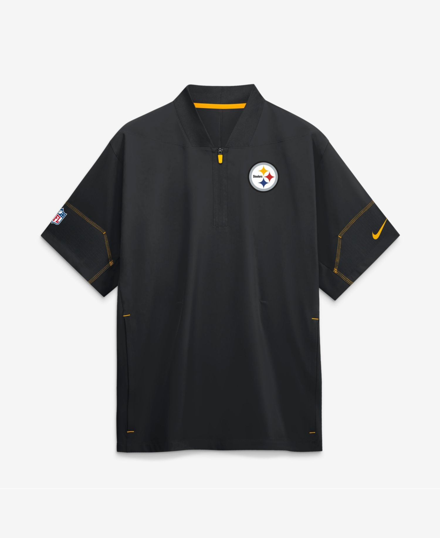 Men's Black Pittsburgh Steelers Sideline Short Sleeve Quarter-Zip Coaches Jacket