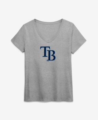Women's Gray Tampa Bay Rays Logo Athletic V-Neck T-Shirt
