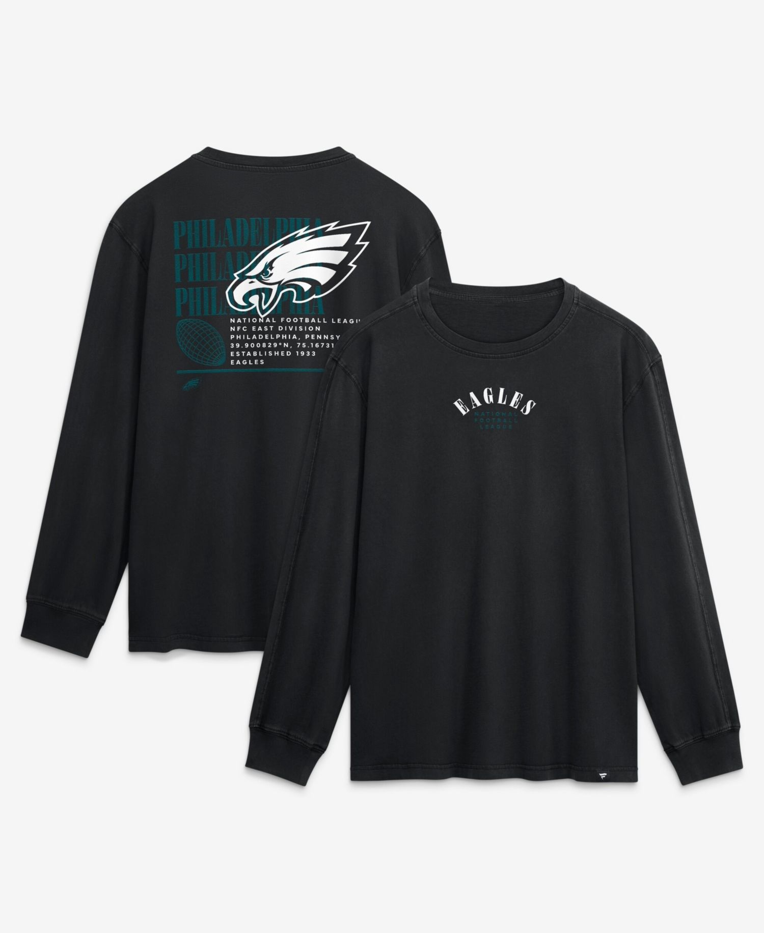 Men's Black Philadelphia Eagles Relaxed Fullback Drive Long Sleeve Fashion T-Shirt