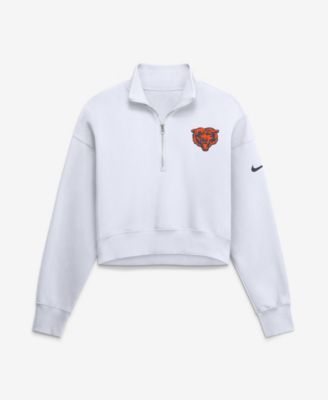 Women's White Chicago Bears Oversized Phoenix Fleece Cropped Quarter-Zip Sweatshirt