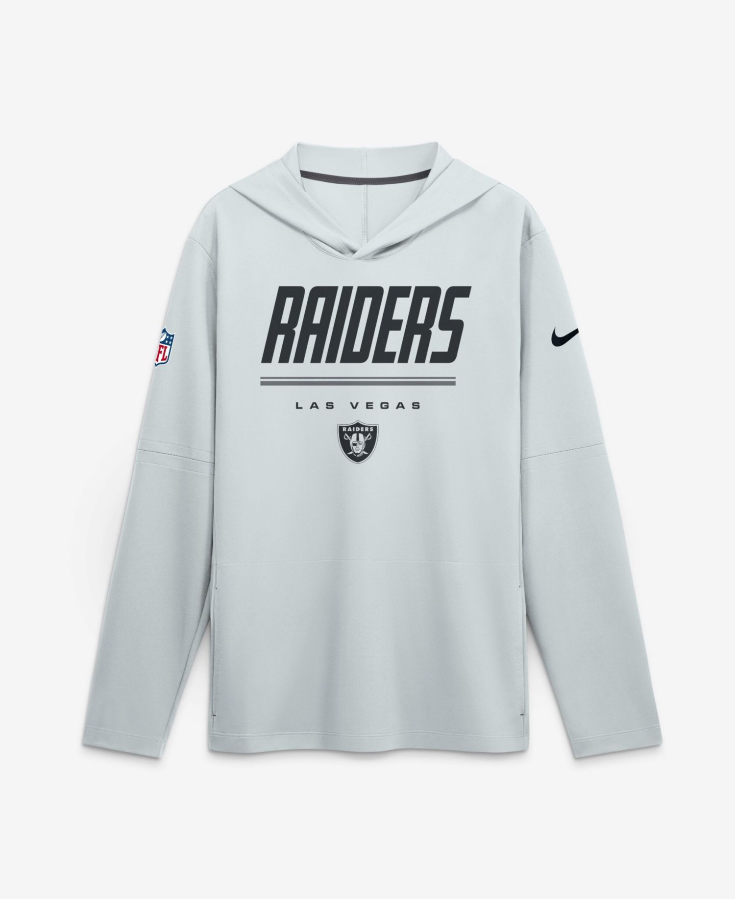 Men's Platinum Las Vegas Raiders Sideline Game On Lightweight Long Sleeve Dri-FIT Hoodie