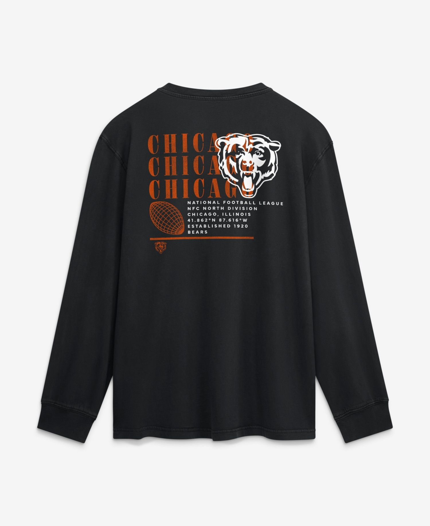 Men's Black Chicago Bears Relaxed Fullback Drive Long Sleeve Fashion T-Shirt