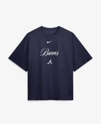 Women's Navy Atlanta Braves 4x Champions Ring Boxy T-Shirt