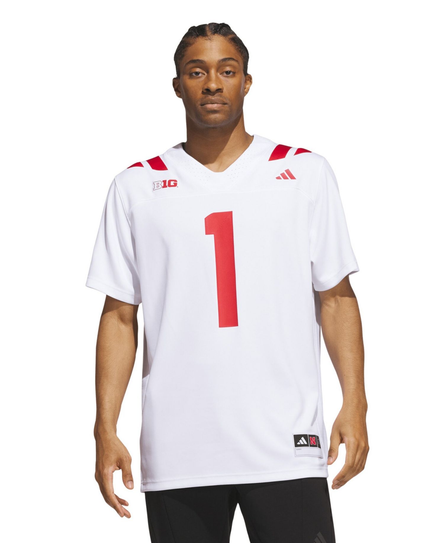 Men's #1 White Nebraska Huskers Away Premier Football Jersey