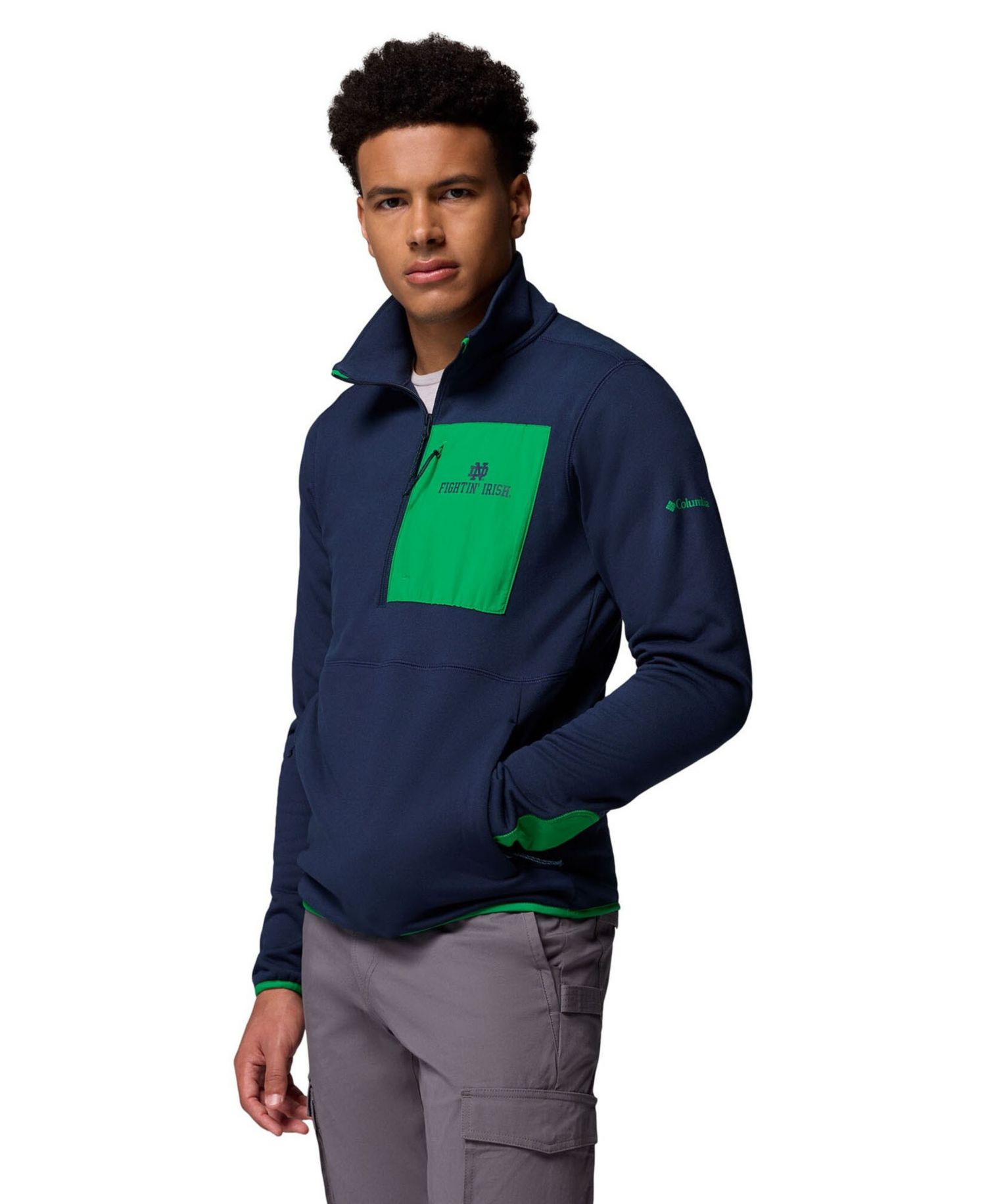 Men's Navy Notre Dame Fighting Irish Hike Omni-Wick Half-Zip Pullover Sweatshirt