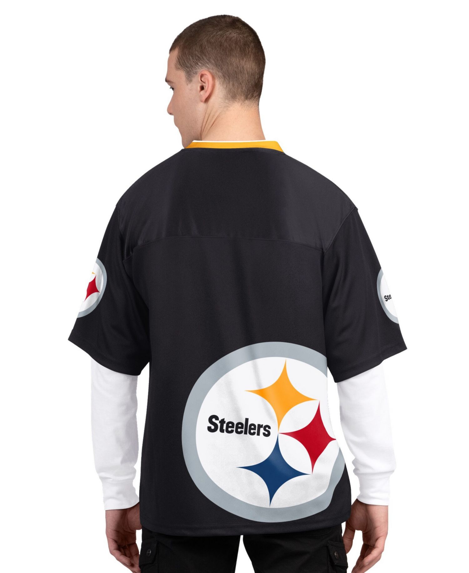 Men's 2-Pack Black/White Pittsburgh Steelers Short Sleeve Long Sleeve Combo Pack T-Shirt