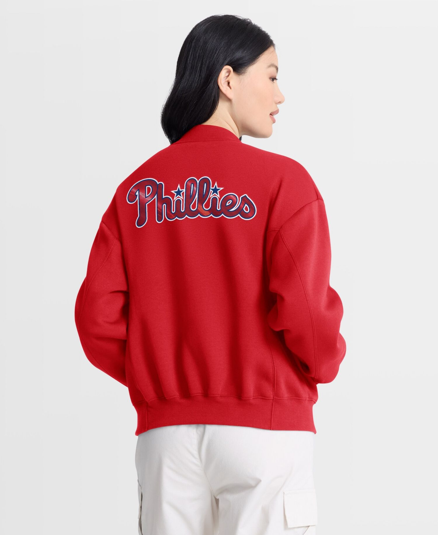 Women's Philadelphia Phillies Rage Against Full-Zip Oversized Fleece Jacket