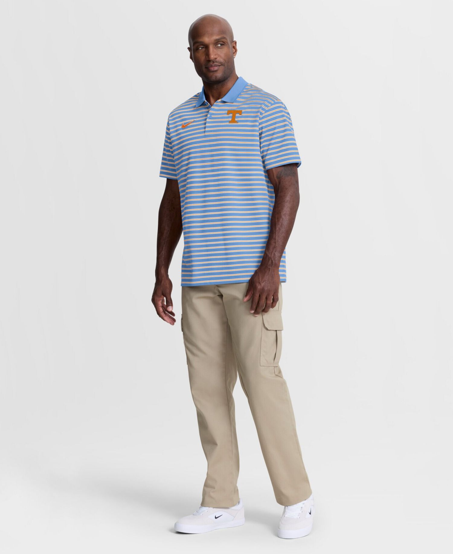 Men's Light Blue/White Tennessee Volunteers Striped Dri-FIT Polo Shirt