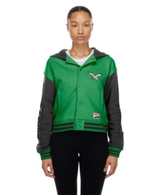 Women's Kelly Green Philadelphia Eagles Throwback Full-Snap Hooded Jacket