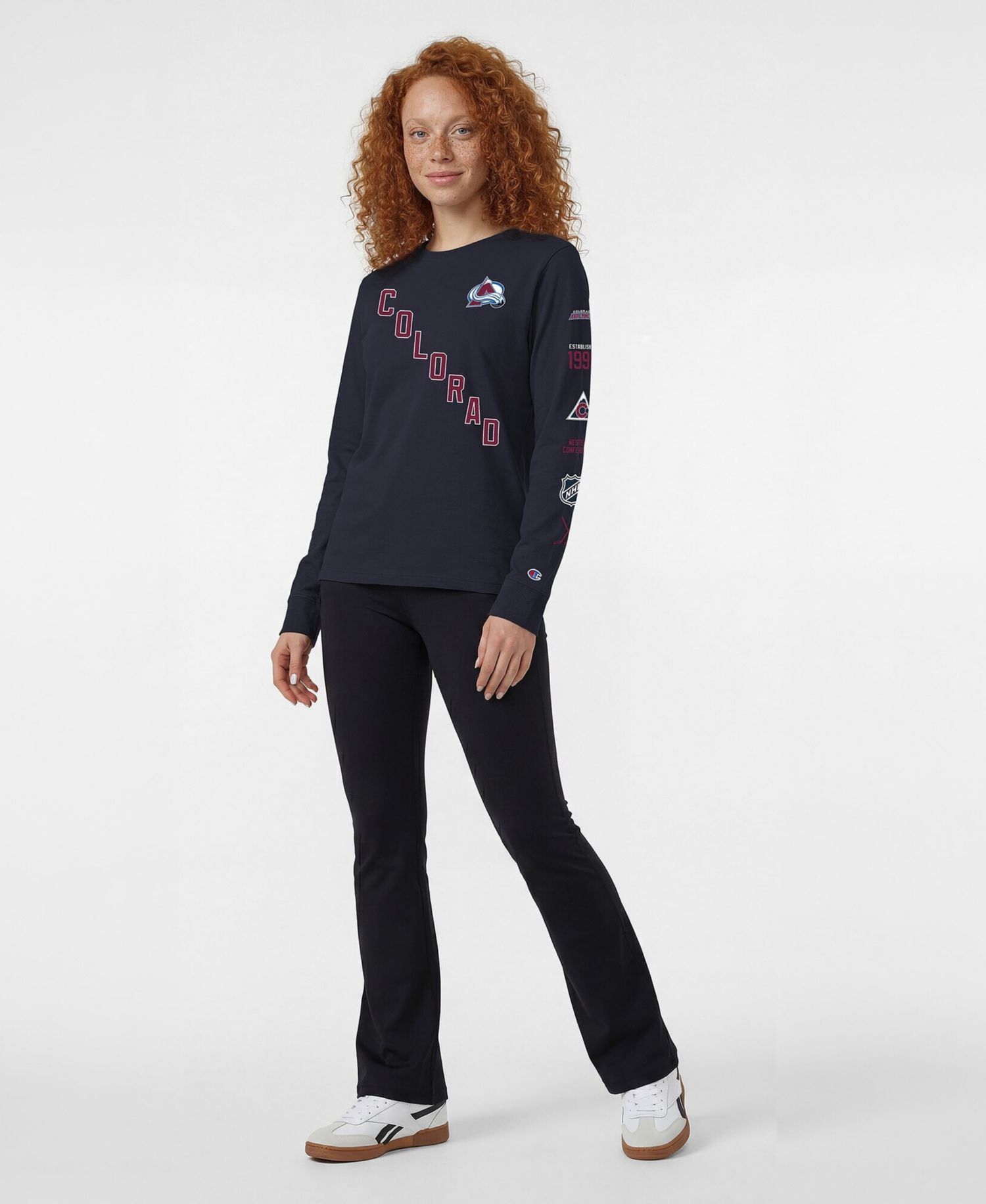 Women's Navy Colorado Avalanche 2-Hit Long Sleeve T-Shirt