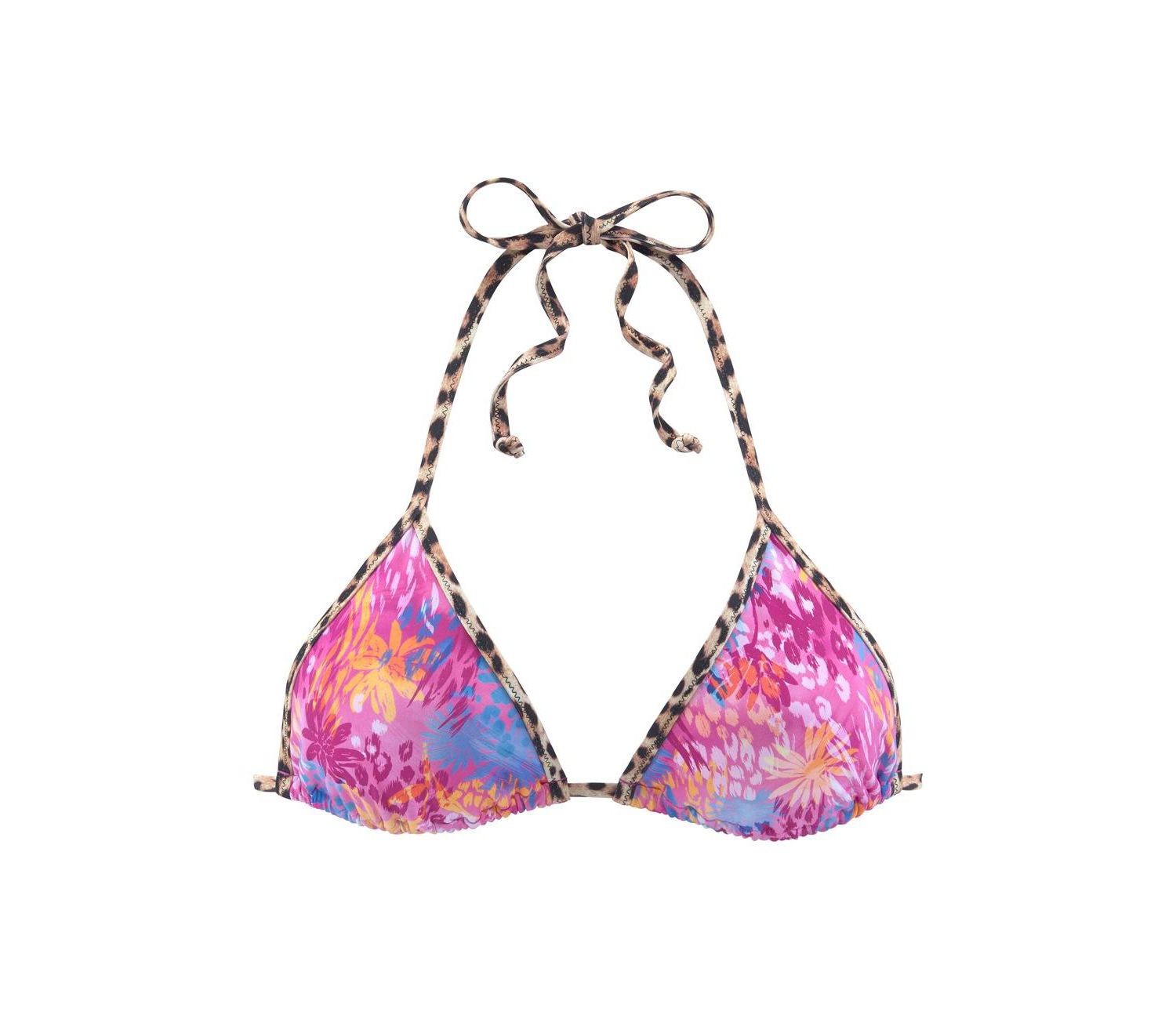 Women's Floral Print Leopard Triangle Bikini Top