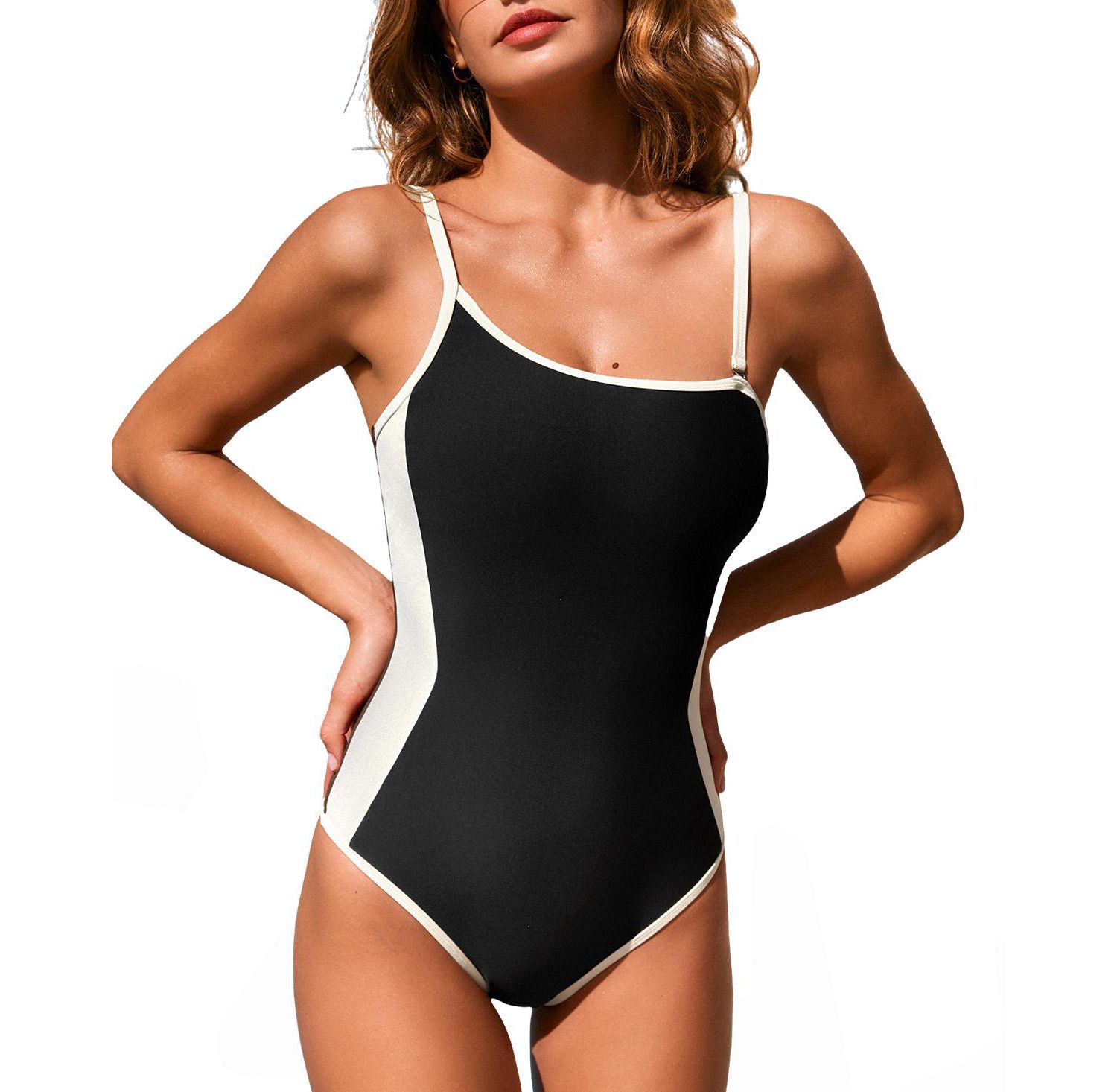 Women's One-Shoulder Colorblock One-Piece Swimsuit