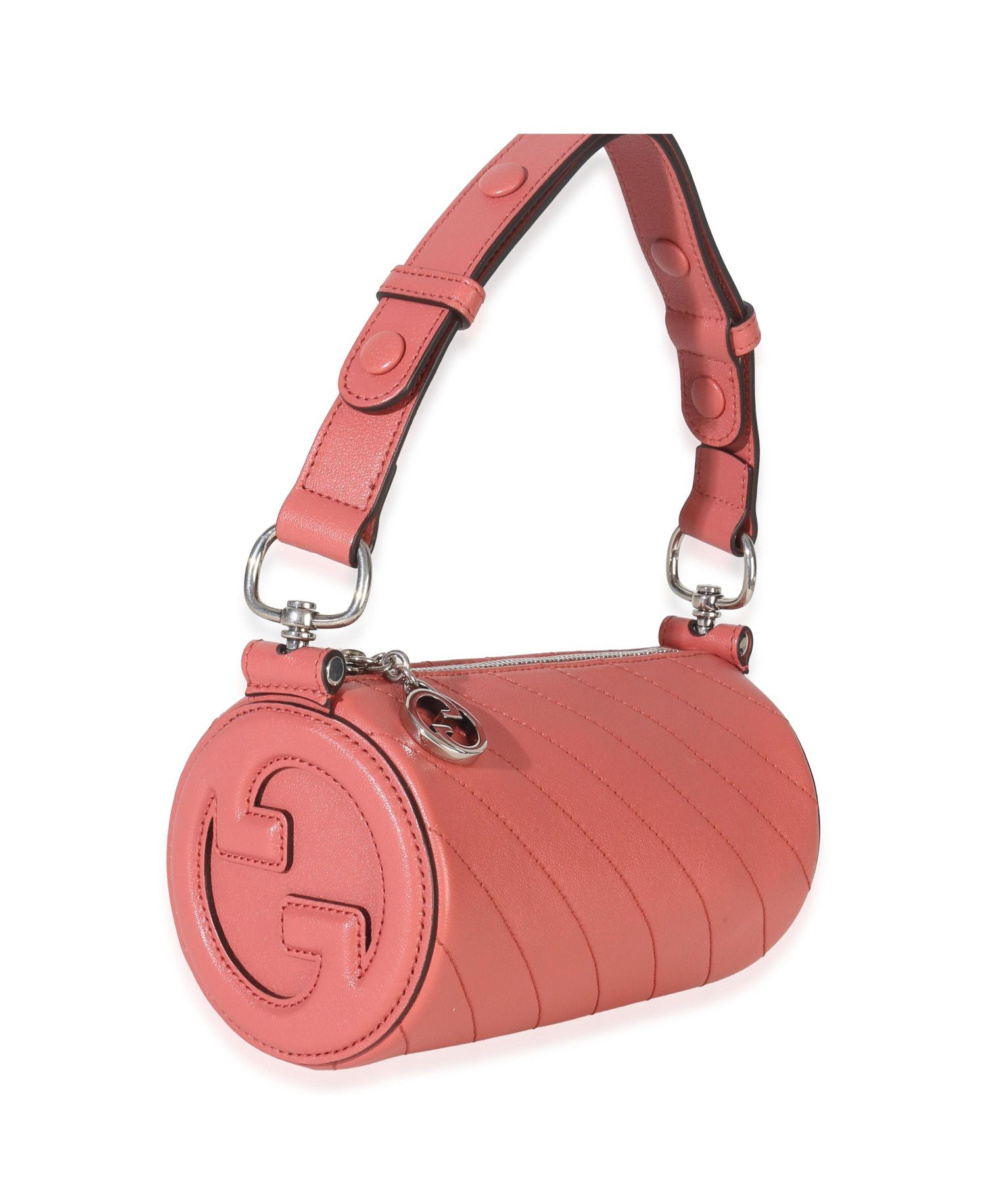 Pink Diagonal Quilted Calfskin Mini Blondie Barrel Bag