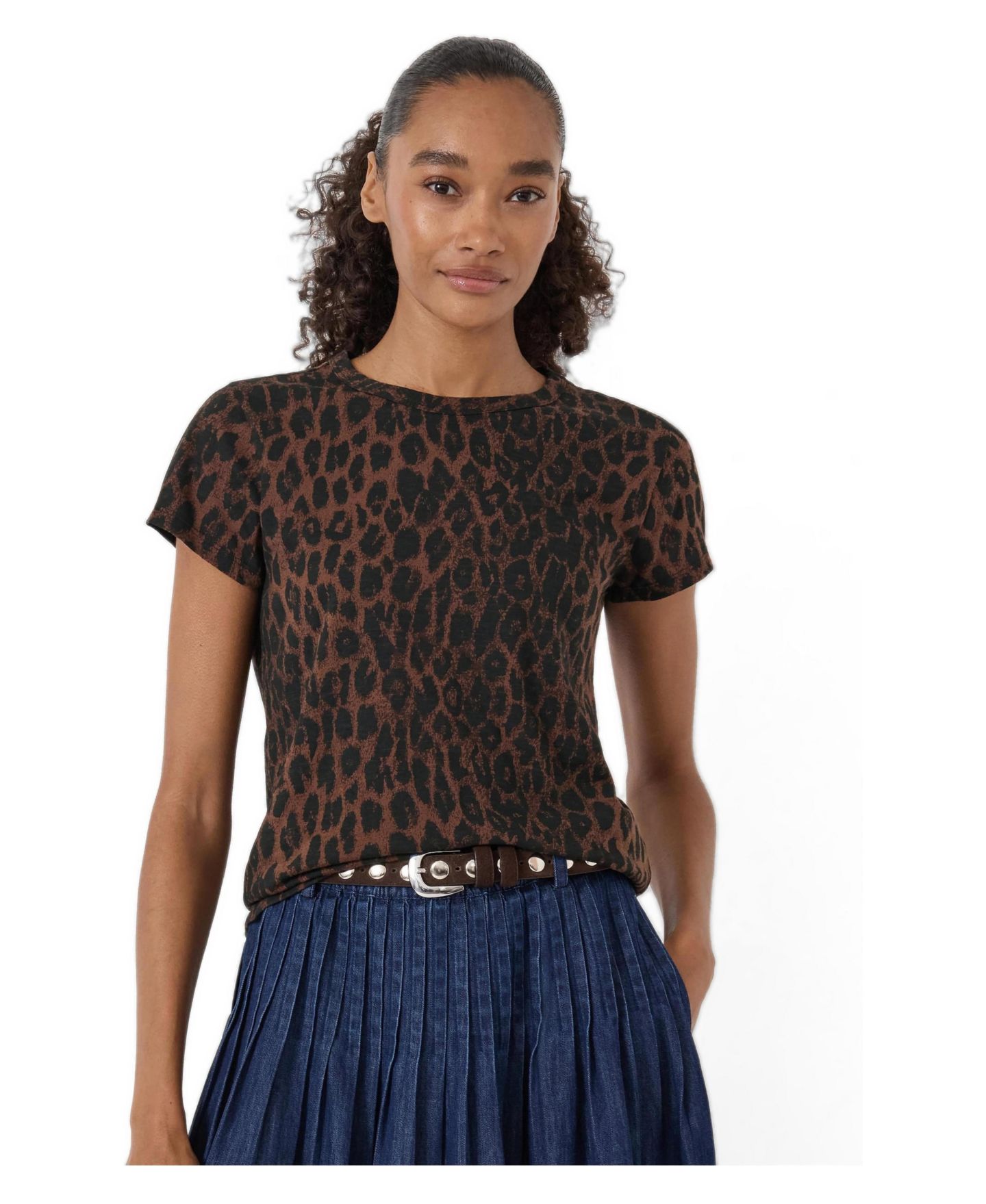 Женская футболка Hush Leopard-Print Slub Slim-Fit, цвет: Мягкий леопардовый — фото 1