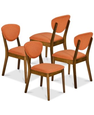 Set of 4 Wooden Dining Chairs, Wood Modern Farmhouse Upholstered Chairs