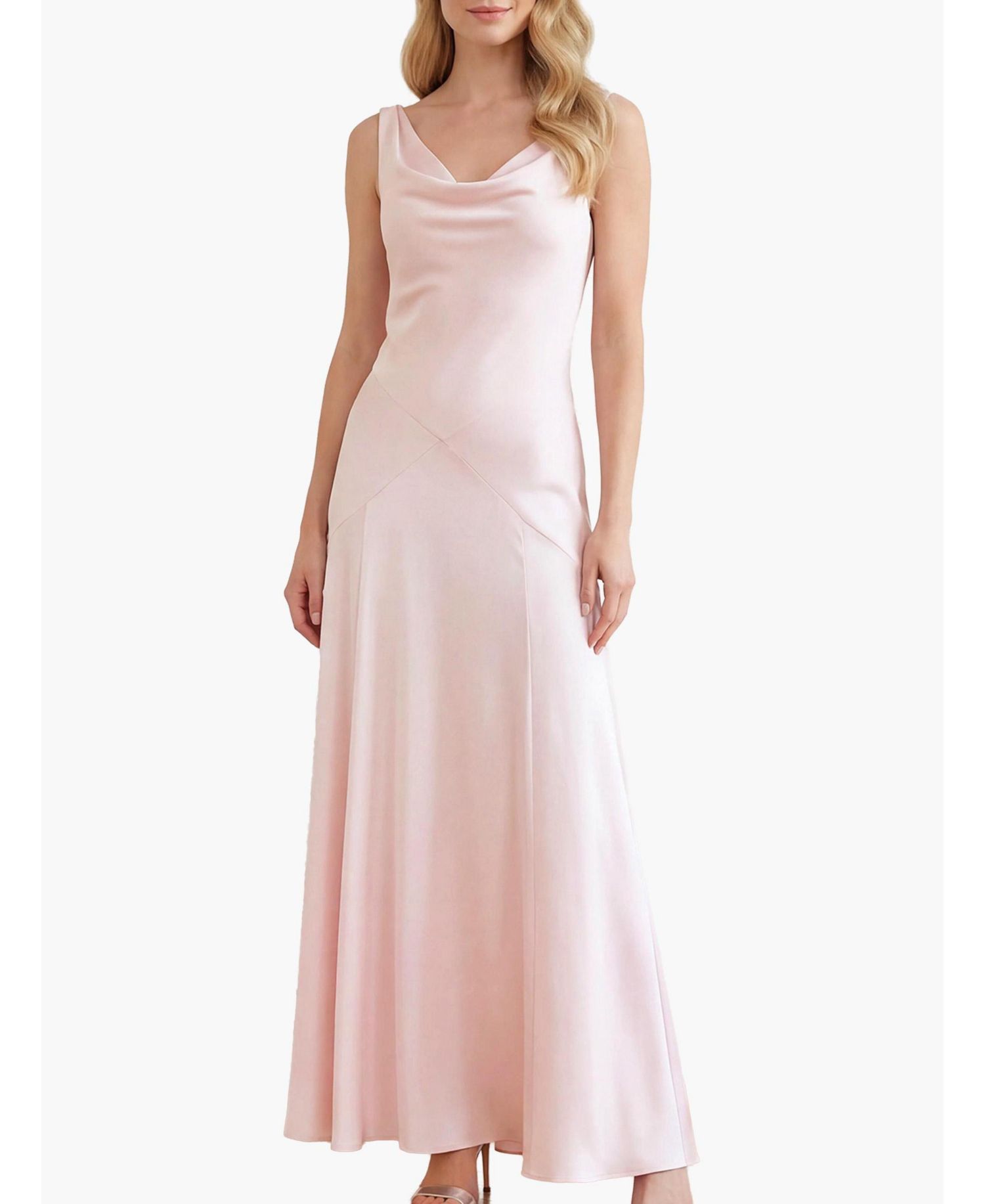 Women's Evangeline Satin Sleeveless Cowl Neck Gown