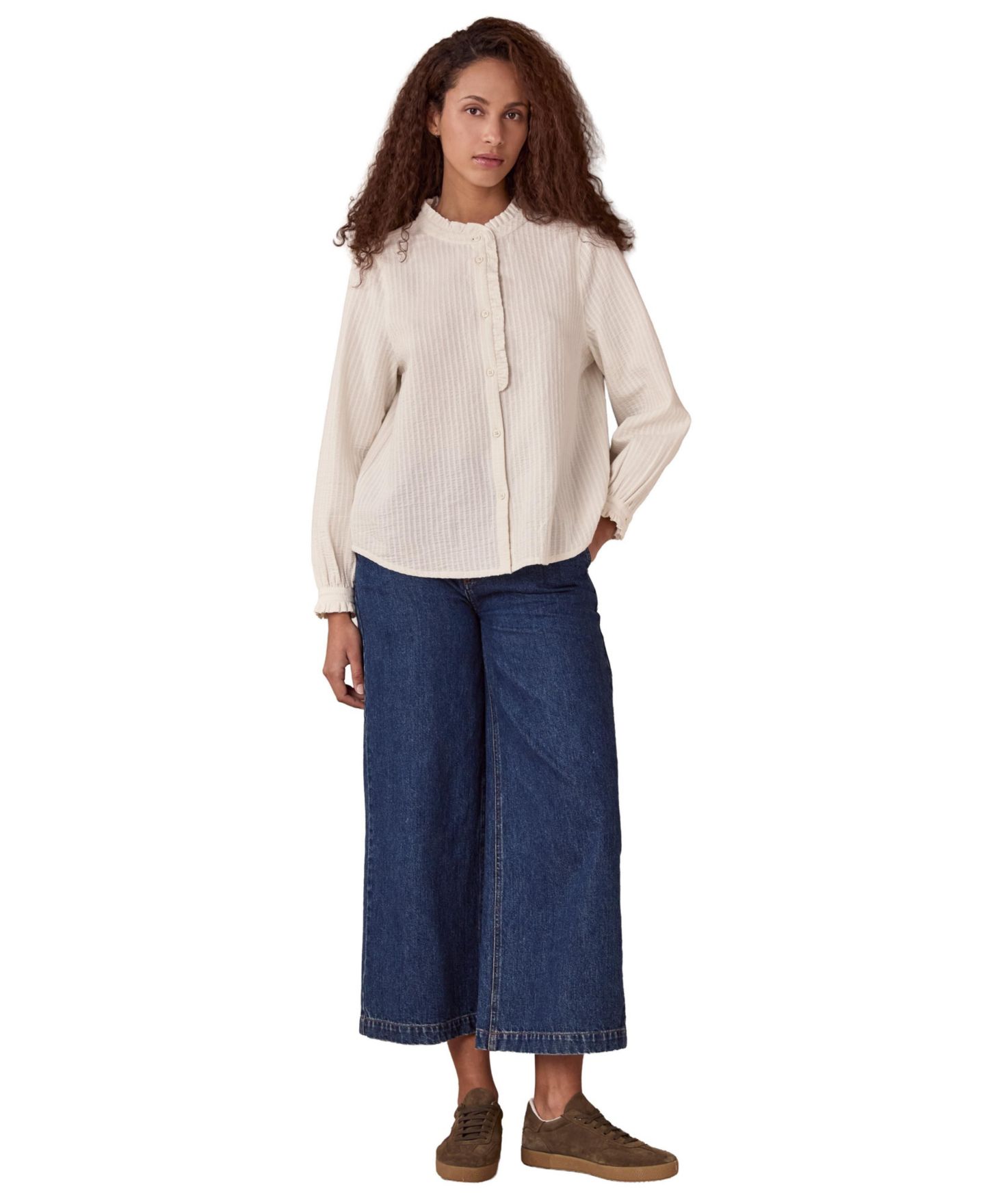Женская рубашка Celtic & Co. Textured Cotton With Frill Collar, цвет: Меловой — фото 2