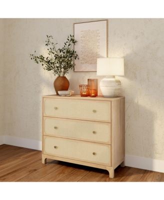Elio Rattan 3 Drawer Dresser with Brass Knob