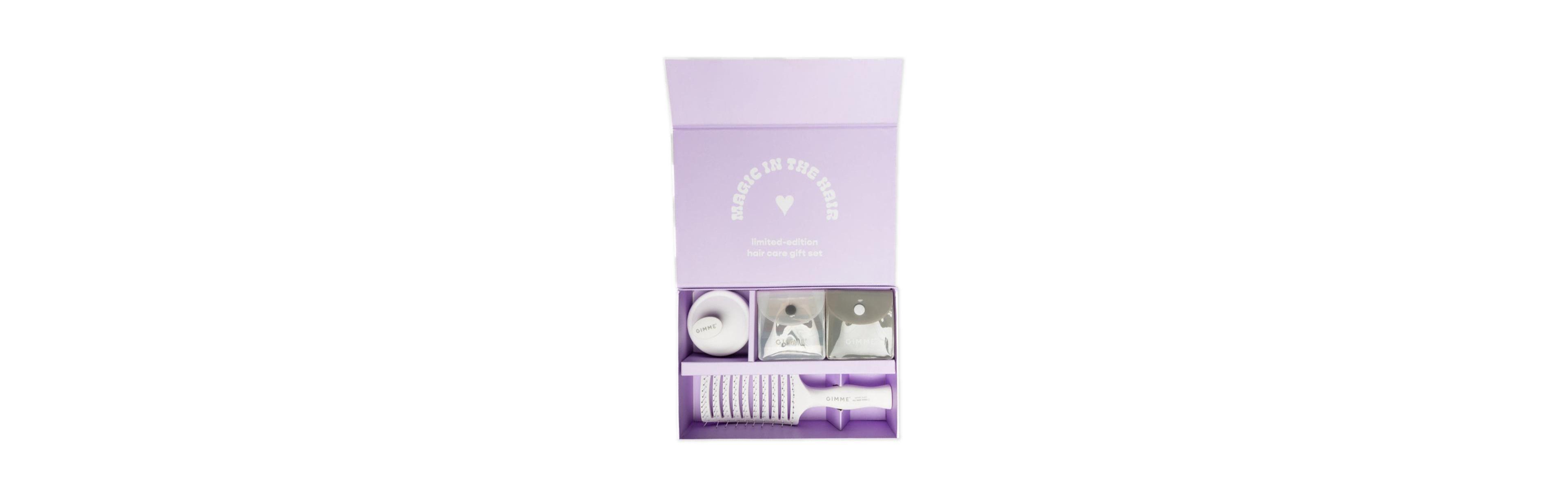 Gimme Beauty Magic Is In the Hair Gift Box For All Hair Types Includes Everyday Bands, Detangling Brush and Massage Brush