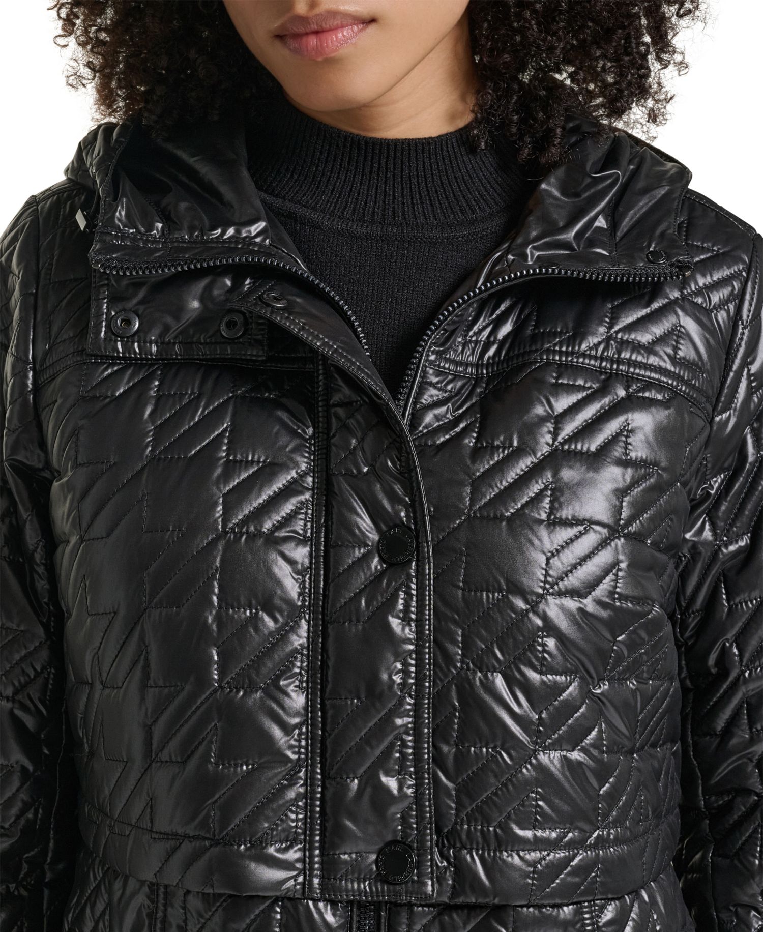 Women's Hooded Anorak Star-Quilted Coat