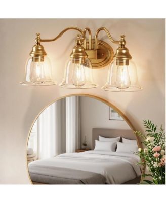 3-Light Bathroom Light Fixtures, Modern Vanity Light with Clear Glass Shade, Bathroom Wall Lamp (Bulbs Not Included)