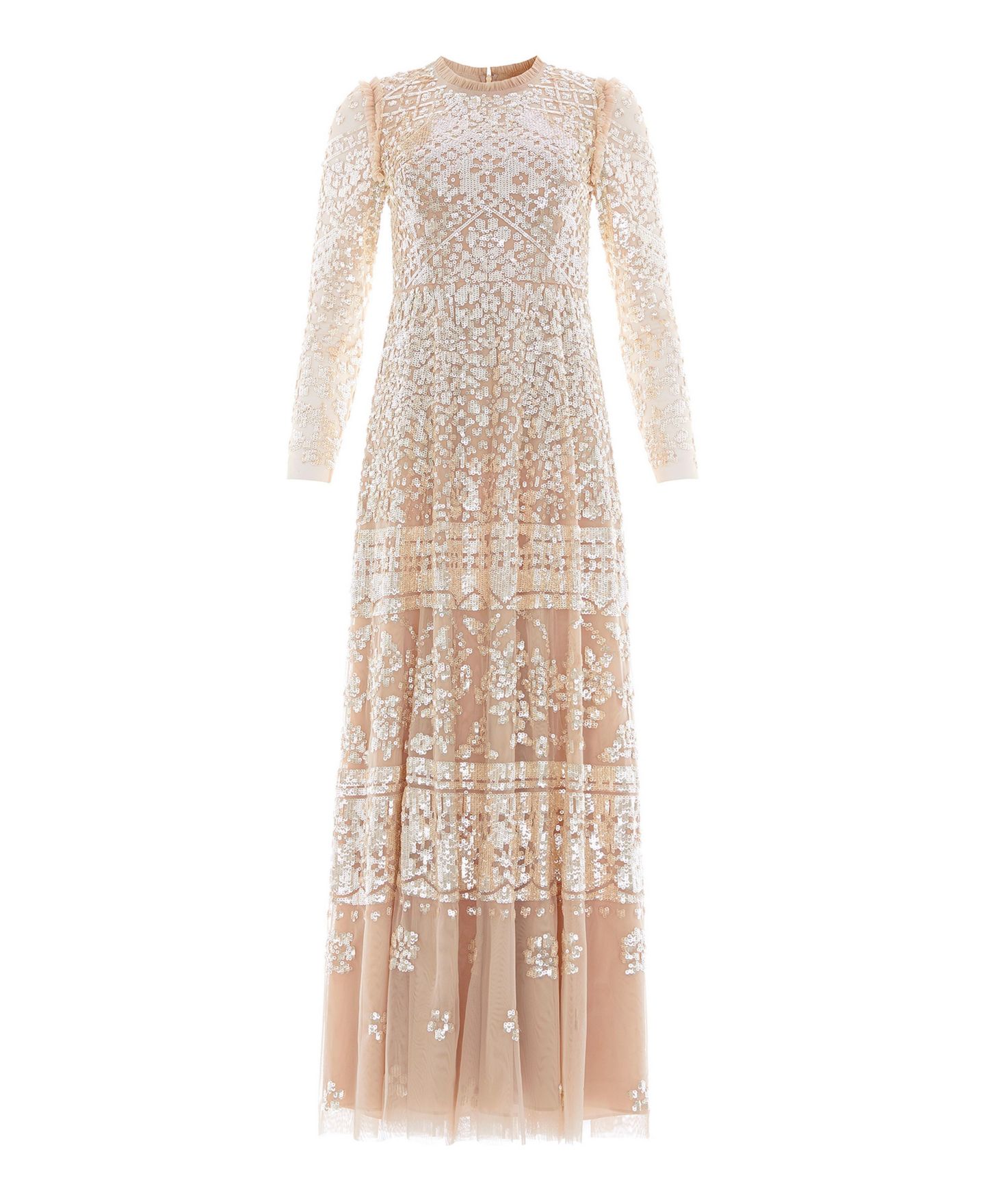 Женское платье Needle & Thread Aurora Sequin Long-Sleeve Gown, цвет: Золотой — фото 3